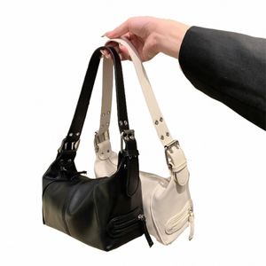 Y2K -stijl schoudertas voor dames trendy motorfiets handtas minimalistische schouderbeurs voor meisjes straatkleding f4mf#