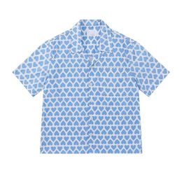 Y2K Summer 2024 Camisa de manga corta en forma de corazón Playa para hombres Estilo de la isla Hawaian Retro Camisa informal