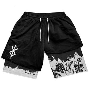 Y2K Summer Men Streetwear Anime High TAILLE ONSIDÉSIMATION SUPPLABLE Gym Pantalon Court Training Fitness Trackout Track Shorts Vêtements 240416