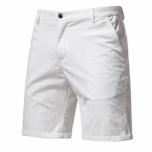 Y2k Zomer Nieuwe 100% Cott Witte Gym Shorts Heren Casual Busin Sociale Elastische Taille Cargo Shorts Bermuda Strand Shorts Voor mannen W834 #