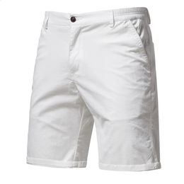 Y2K Zomer Nieuwe 100% Puur Katoen Witte Gymshorts voor Heren Vrije tijd Zakelijk Sociale elastische taille Goederenshorts Bermuda Strandshorts 240219