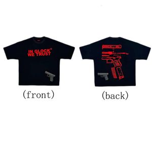 Y2K T-shirt Mens HARAJUKU HIP HOP GLOCK Nous faisons confiance à l'imprimé graphique Round Man Man Cotton Tshirt Gothic Gothic Short à manches