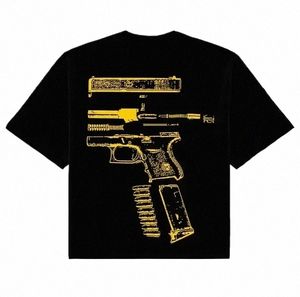 Y2K T-shirt Hommes Harajuku Hip Hop dans Glock We Trust Graphic Print Col rond Cott T-shirt surdimensionné gothique à manches courtes Tops 90Si #