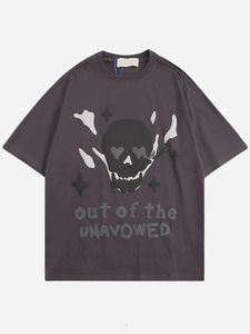Y2K T -shirts Harajuku Loose Skull Graphic T Shirts Retro Hip Hop Oversized Short Sleeve Gothic Punk Top Casual Streetwear 240429