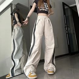 Y2K TechWear Cweatpants Women Streetwear Koreaanse hiphop Harajuku Cargo Parachute Track broek Lady Wide Leg Joggers broek 2024 240420