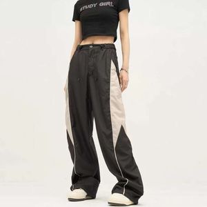 Y2K Vintage Baggy Cargo Pants Women Hip Hop Streetwear gestreepte brede been Joggers Zietbomen Oversized 90s Retro Track Pantalones