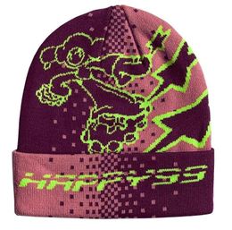 Y2K hiver dessin animé crâne chapeaux femmes gothique Jacquard coupe-vent chaud casquettes hommes Hip Hop Skullies Streetwear tricoté 240109