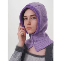 Y2K – cagoule en cachemire pour femmes, grand tour de tête, Protection chaude des oreilles, chapeau en tricot de laine, Niche originale 240111