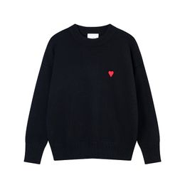 Y2K Dames Crew Neck Sweater Solid Color Amis Heren Pullover Luxury Brand Love Borduurwerk losse veelzijdige gebreide trui lente en herfstmode trui top