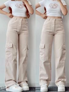 Y2K femmes Vintage Cargo pantalon Streetwear Techwear coréen Harajuku Parachute Beige pantalons de survêtement jambe large Joggers pantalon 240304