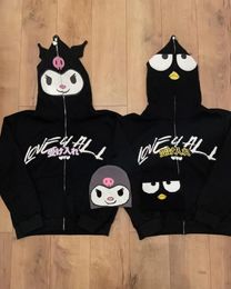 Y2K Zipper Hoodie Damen Sweatshirt Harajuku Gothic Kawaii süße grafische Stickerei übergroße Hoodie Stil Jacke Kleidung 240104