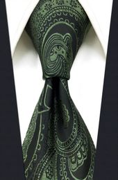 Y30 vert foncé Paisley soie Jacquard tissé classique mode extra longue taille hommes cravate Tie9274150