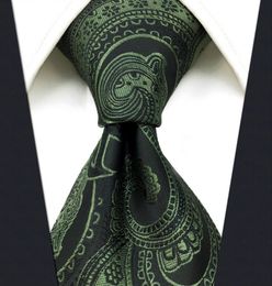 Y30 vert foncé Paisley soie Jacquard tissé classique mode extra longue taille hommes cravate Tie6585493