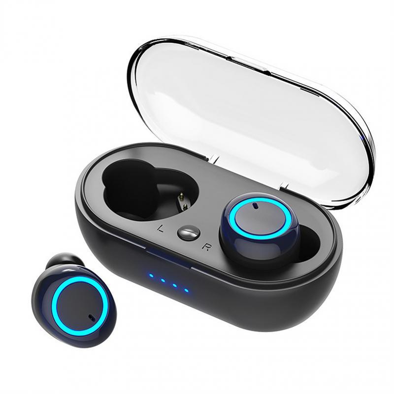 Y50 Mini Sports Bluetooth Hörlurar Earphone Outdoor Touch Control Earskydd Trådlöst headset 5.0 med laddning av bin Power Display