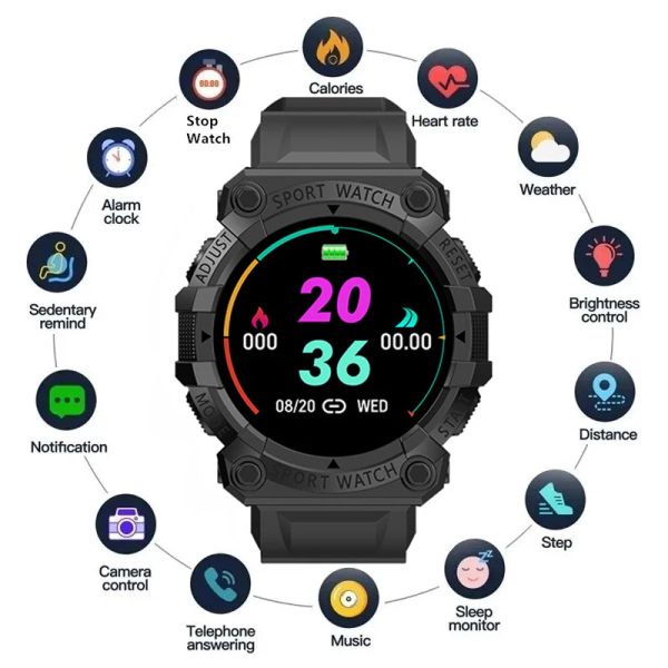 Y56 Smart Watch Color Screen Screen Fitness Tracker Smart Watch Men Sé frémissement du moniteur Smartwatch Smartwatchs pour Android iOS