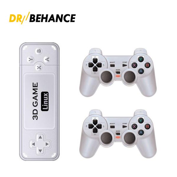 Console de jeux vidéo Y6 Retro Game Stick 2.4G sans fil Emuelec4.3 Contrôleurs Gamepad Game Box 4K TV HD Output 10000+ Jeux avec boîte de vente au détail