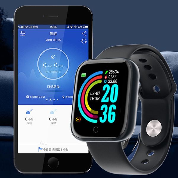 Y68 Pulsera de reloj inteligente IP67 a prueba de agua Bluetooth Fitness Tracker Deportes Frecuencia cardíaca Presión arterial Monitoreo de oxígeno en sangre Recordatorio multifunción Sueño