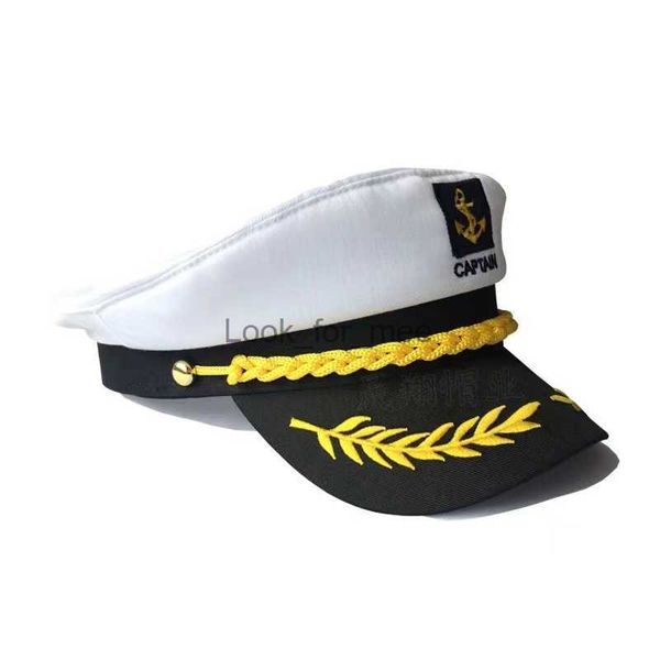 Casquette de capitaine de yacht pour adultes, chapeau de Costume de capitaine de marin de bateau pour Halloween, déguisement de fête blanc HKD230823