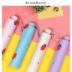 Yada In Design Strawberry Pattern Umbrella Pliable Anti Rainproof Sun Protection Fruit YD200074 J220722