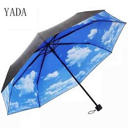 Yada été bleu ciel blanc nuages motif pliant parapluie pluvieux Anti pluie Protection solaire femme YS008 J220722