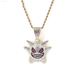 Yadis Custoon Cartoon Demon Hiphop Bijoux 14k 18K Gold Iced Link Chain Diamond Pendant Collier