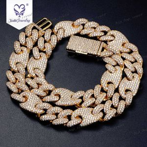 Yadis Custom Hiphop 14K 18K Gold PLATED 925 Sliver sieraden Heren ketting Moissanite Cuban Link Chain