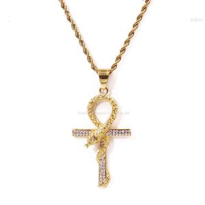 Yadis aangepaste Hiphop Cross Snake 14k 18k gouden sieraden Iced Out Moissanite hanger heren ketting