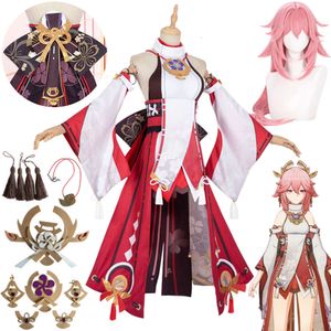 Yae Miko Genshin Impact Cosplay disfraz peluca vestido juego Genshin Yaemiko Guuji Yae Cosplay disfraces de fiesta de Halloween para mujerescosplay