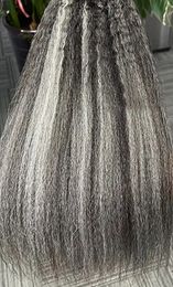Yaki kinki souffler en argent clip dans les cheveux extension des cheveux humains ombre gris sel de sel et de poivre couleur pneosotte pneost vierge à cheveux vierge