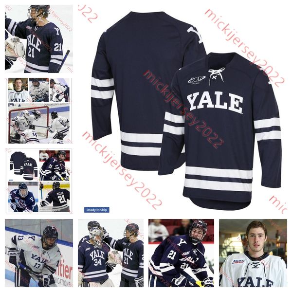 Yale Bulldogs Hockey Jersey Bayard Hall Jason Marsella Jojo Tanaka-Campbell Kalen Szeto Tucker Hartmann David Chen Elan Bar-Lev-Wise Custom cistré cistriel Yale Jerseys