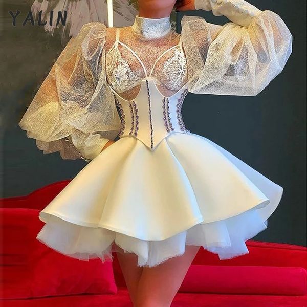 Vestidos de regreso a casa hinchados de cuello blanco yalin de yalin