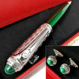 YAMALANG Luxe Klassieke Pen Wit Zwart Lederen Vat Groene Lak Balpen Hoge Kwaliteit Zilver Gouden Clip Schrijven Smooth2707