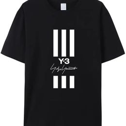 Yamamotos yohji y3 tshirt noire coton de haute qualité imprimer femme décontractée et confortable chemise tee 240403