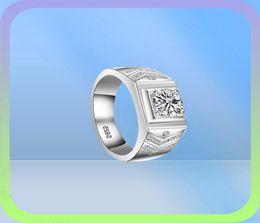 Yamini Original 925 Sterling Silver Wedding Ring Luxe 1 karaat 6 mm CZ Diamond Men Ring Sieraden Gift MJZ01249069788666002