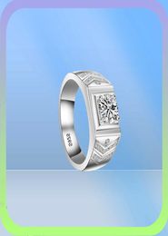 Yamini Original 925 Sterling Silver Wedding Ring Luxe 1 karaat 6 mm CZ Diamond Men Ring Sieraden Gift MJZ01249069783027360