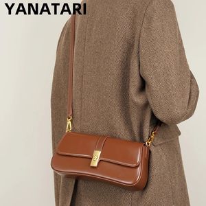 Yanatari Underarm Cow Hide Vérine sac à main en cuir authentique Femmes Sac à épaule vintage Sacs de boballe de luxe de haute qualité 240508