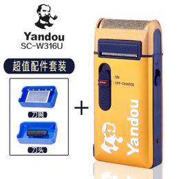 Yandou Mens Electric Shaver Razor Oplaadbare scheermes kan worden vervangen Golden Color Face Care Men Baard Trimmer Machine 240520