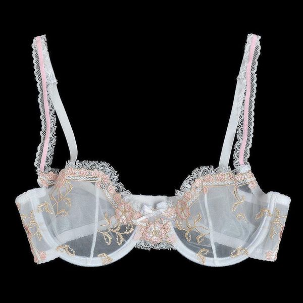 YANDW sexy mujer sujetador floral encaje bordado transparente ultra delgado 70 75 80 85 90 95 100 A B C D E F UE EE. UU. Reino Unido Tamaño estándar 210623280Q