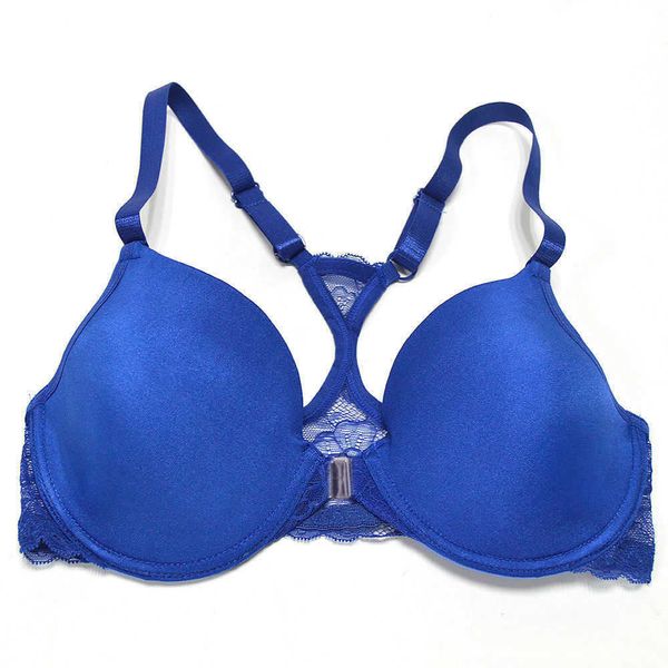 YANDW Sexy mujer sujetador cierre frontal Sexy encaje Y-line correas de talla grande Copa grande ropa interior lencería 32 34 36 38 40 42 44 A B C D DD 210623