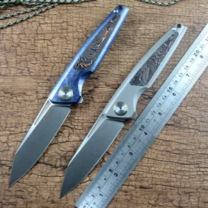 Cuchillo YANGGE M390 hoja Flipper apertura rápida regalo cuchillo de bolsillo recogido TC4 mango de fibra de carbono de titanio herramienta para exteriores RIHE YG001
