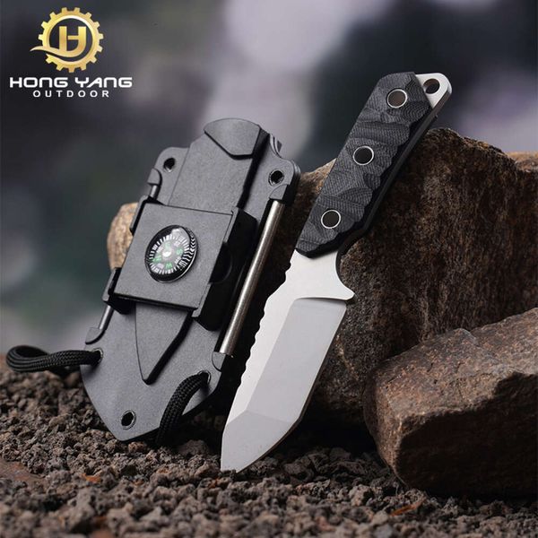 Yangjiang portátil Multifuncional al aire libre Alta dureza para acampar Survival Straight Fire Stone Combination Knife