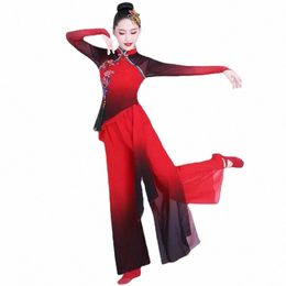Trajes de baile yangko Elegante traje de baile con paraguas de abanico nacional Trajes de baile tradicionales chinos Yangko Hanfu Festival Outfit W68Z #