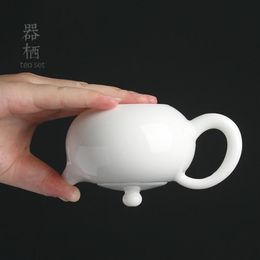 Yangzhi – service à thé Kungfu en porcelaine blanche de Jade, Pot Xishi en céramique, théière simple Dehua2414