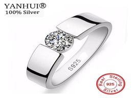 YANHUI hommes bijoux de mariage 100 925 bague en argent sterling ensemble 1 carat SONA CZ Diamant bague de fiançailles taille de la bague 6 11 YRD10 Y189125734593