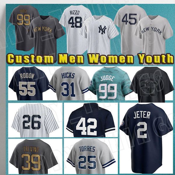 99 Aaron Judge Baseball 2 Derek Jeter Maillots 45 Gerrit Cole 22 Juan Soto New Yorks Anthony Volpe Babe Ruth Mantle Yankees Giancarlo Stanton DJ LeMahieu Anthony Rizzo