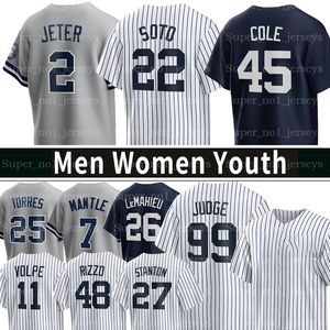 99 Aaron Juge Baseball Jersey 22 Juan Soto Derek Jeter Gerrit Cole Babe Ruth Mickey Mantle Giancarlo Stanton Anthony Rizzo Anthony Volpe Gleyber Torres DJ Lemahieu