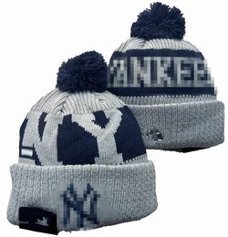 Yankees Gorros New York Beanie Cap Lana Cálido Deporte Gorro de punto Béisbol Equipo norteamericano Rayas Línea lateral EE. UU. Universidad Gorros con pompones Hombres Mujeres a5