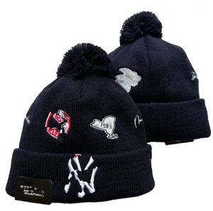 Yankees Beanies New York ny bobble hoeden honkbal ball caps 2023-24 modeontwerper bucket hoed chunky gebreide faux pom beanie kerst sport gebreide hoed a12