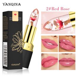 YANQINA Rosa Flor Lápiz Labial Que Cambia De Color Lápiz Labial Hidratante Nutritivo Impermeable Cristal Translúcido Color Brillo De Labios Cosméticos Duraderos