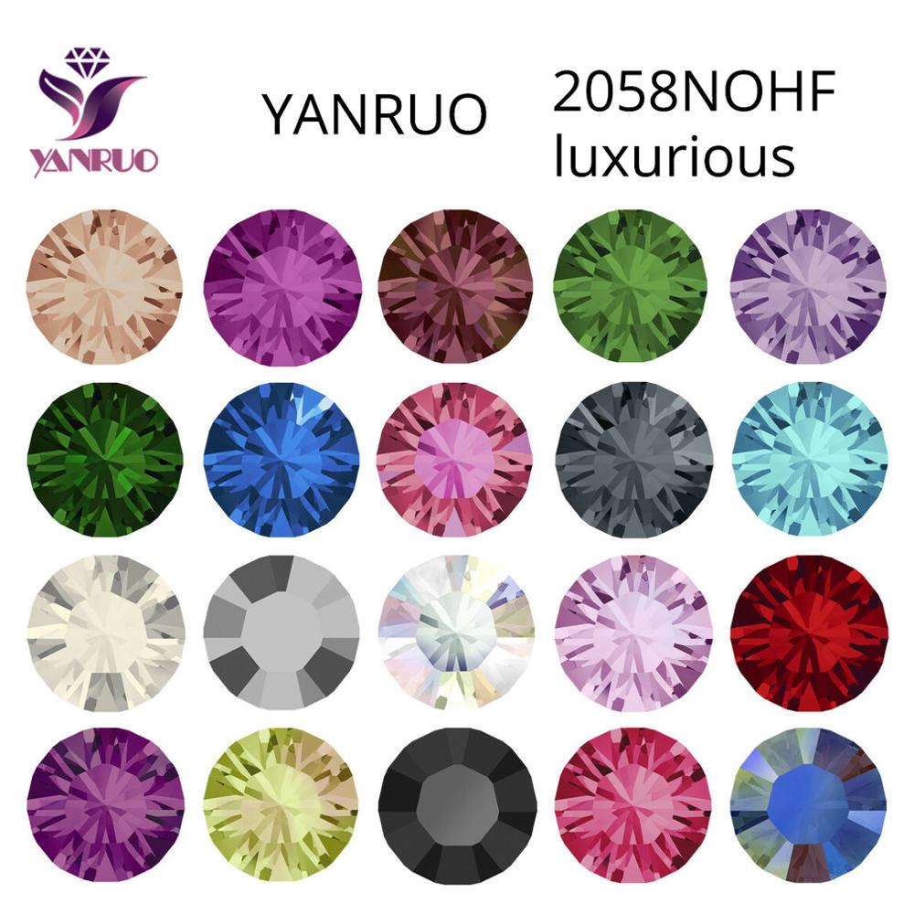Yanruo 2058NOHF 플랫 백 모든 크기 크리스탈 모조 다이아몬드 돌 돌이 바느질을위한 네일의 옷 diy 공예 장식 보석